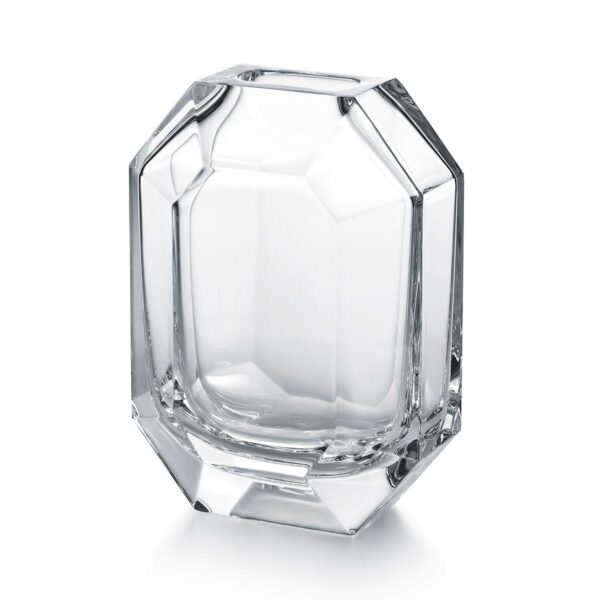 BACCARAT-2815146-White-Background-2-1200x1200-100KB Baccarat Octogone Bud Vase featuring an octagonal crystal silhouette with faceted surfaces that brilliantly reflect light | Kneen & Co
