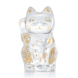 Baccarat Maneki-Neko Cat, Fortune Signs Clear/Gold
