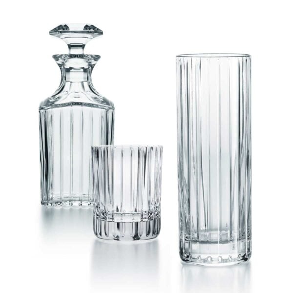 Baccarat-Harmonie-ParentSet-1200x1200-100KB Baccarat Harmonie crystal barware collection featuring tumblers, highballs, whiskey glasses, decanters, and pitchers with signature vertical fluting | Kneen & Co