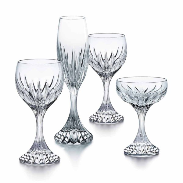 Shop Baccarat Masséna Stemware at Kneen & Co. Discover crystal champagne flutes, wine glasses, and goblets with the collection's signature deep bevel cuts | Kneen & Co