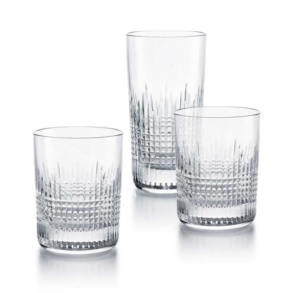 Baccarat-Nancy-ParentSet-1200x1200-100KB Shop Baccarat Nancy Barware at Kneen & Co. Crystal tumblers and highballs with Baccarat's signature diamond-cut crystal design | Kneen & Co