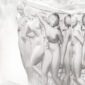 Close-up studio shot of the Lalique Révélation Bacchantes Vase in clear crystal, showcasing the intricate satin-finish | Kneen & Co