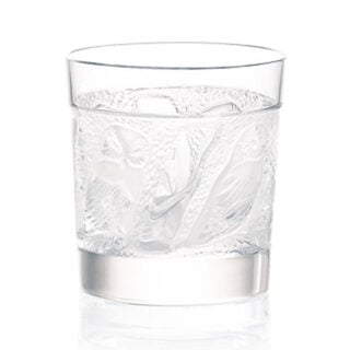 Lalique Owl Whisky Tumbler handcrafted in clear crystal with sculpted owl motif | Kneen & Co | Kneen & Co