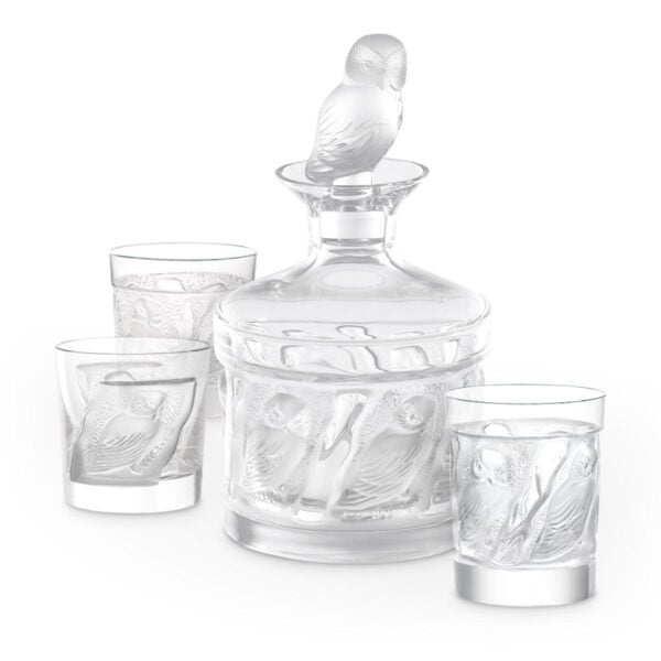 LALIQUE-Owl-ParentSet-1200x1200-100KB-1200x1200-100KB Lalique Owl Collection featuring handcrafted crystal decanter and tumblers with sculpted owl motifs | Kneen & Co | Kneen & Co