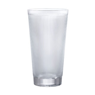 Lalique Wingen Highball Tumbler handcrafted in satin-finished clear crystal with geometric vertical lines | Kneen & Co