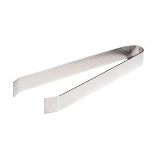 Lalique Wingen Ice Tongs handcrafted in polished stainless steel with geometric detailing | Kneen & Co