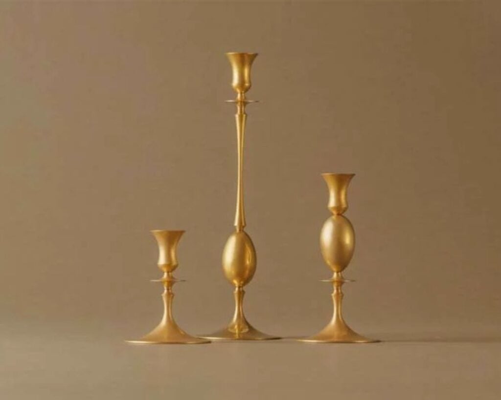 E.R. Butler Biedermeier Candlesticks Gold