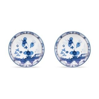 Ginori 1735 Oriente Italiano Indaco Medium Greek Coffee Plates - Set of 2 | Kneen & Co