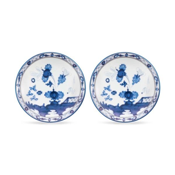 Ginori 1735 Oriente Italiano Indaco Small Greek Coffee Plates - Set of 2