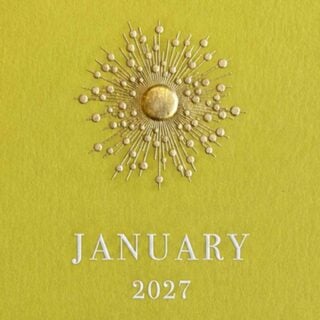 The Printery 2027 Calendar - Chartreuse, white text with starburst engraved in gold | Kneen & Co