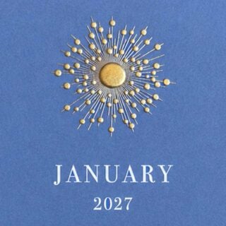 The Printery 2027 Calendar - Cornflower, white text with starburst engraved in gold | Kneen & Co