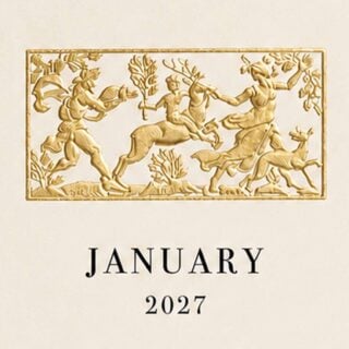 Shop the Printery 2027 Calendar Refill - Ecru, with black text and twelve motifs engraved in gold at Kneen & Co.