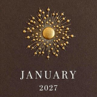 The Printery 2027 Calendar - Espresso, white text with starburst engraved in gold | Kneen & Co
