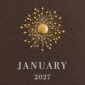 The Printery 2027 Calendar - Espresso, white text with starburst engraved in gold | Kneen & Co