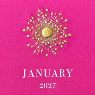 The Printery 2027 Calendar - Hot Pink, white text with starburst engraved in gold | Kneen & Co