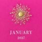 The Printery 2027 Calendar - Hot Pink, white text with starburst engraved in gold | Kneen & Co