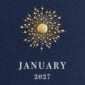 The Printery 2027 Calendar - Navy, white text with starburst engraved in gold | Kneen & Co