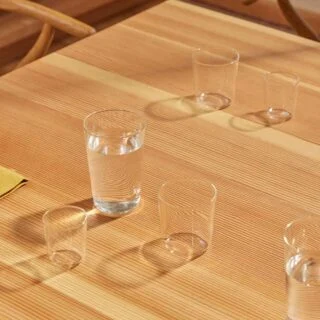 R+D.Lab Commune Collection clear glassware arranged on a dining table | Kneen & Co