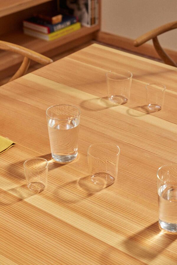 R+D.Lab Commune Collection clear glassware arranged on a dining table | Kneen & Co