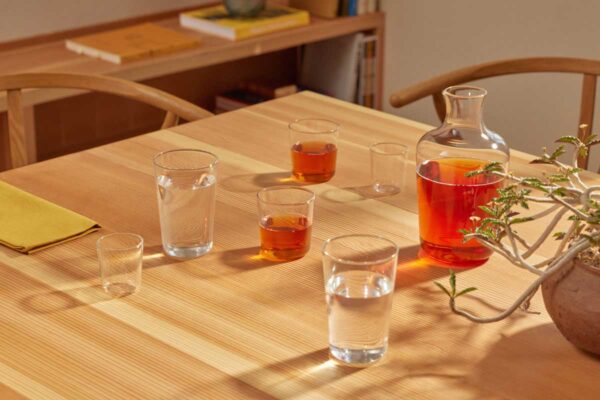R+D.Lab Commune Collection clear glassware arranged on a dining table | Kneen & Co