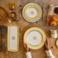 Bernardaud Constance Jaune Dinnerware set on table | Kneen & Co