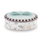 Ginori 1735 Fortunae Porcelain Oval Dragonfly Box, sculpted celadon dragonfly lid with illustrated base and striped border | Kneen & Co