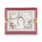 Ginori 1735 Fortunae Porcelain Rectangular Ashtray, horseshoe and stars illustration with deep red border and gilded rests | Kneen & Co