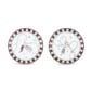 Ginori 1735 Fortunae Venezia Porcelain Mini Plates, Set of 2, gold key and red horn motifs with striped mocha rim | Kneen & Co