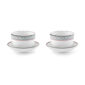 Ginori 1735 Fortunae Porcelain Japanese Tea Cups with Saucers, Set of 2, celadon chain border with gold padlock on saucer | Kneen & Co