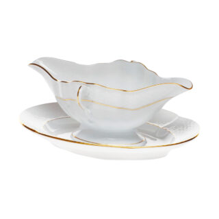 Herend Golden Edge Gravy Boat with Fixed Stand | Kneen & Co