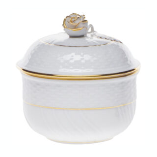 Herend Golden Edge Covered Sugar with Rose | Kneen & Co