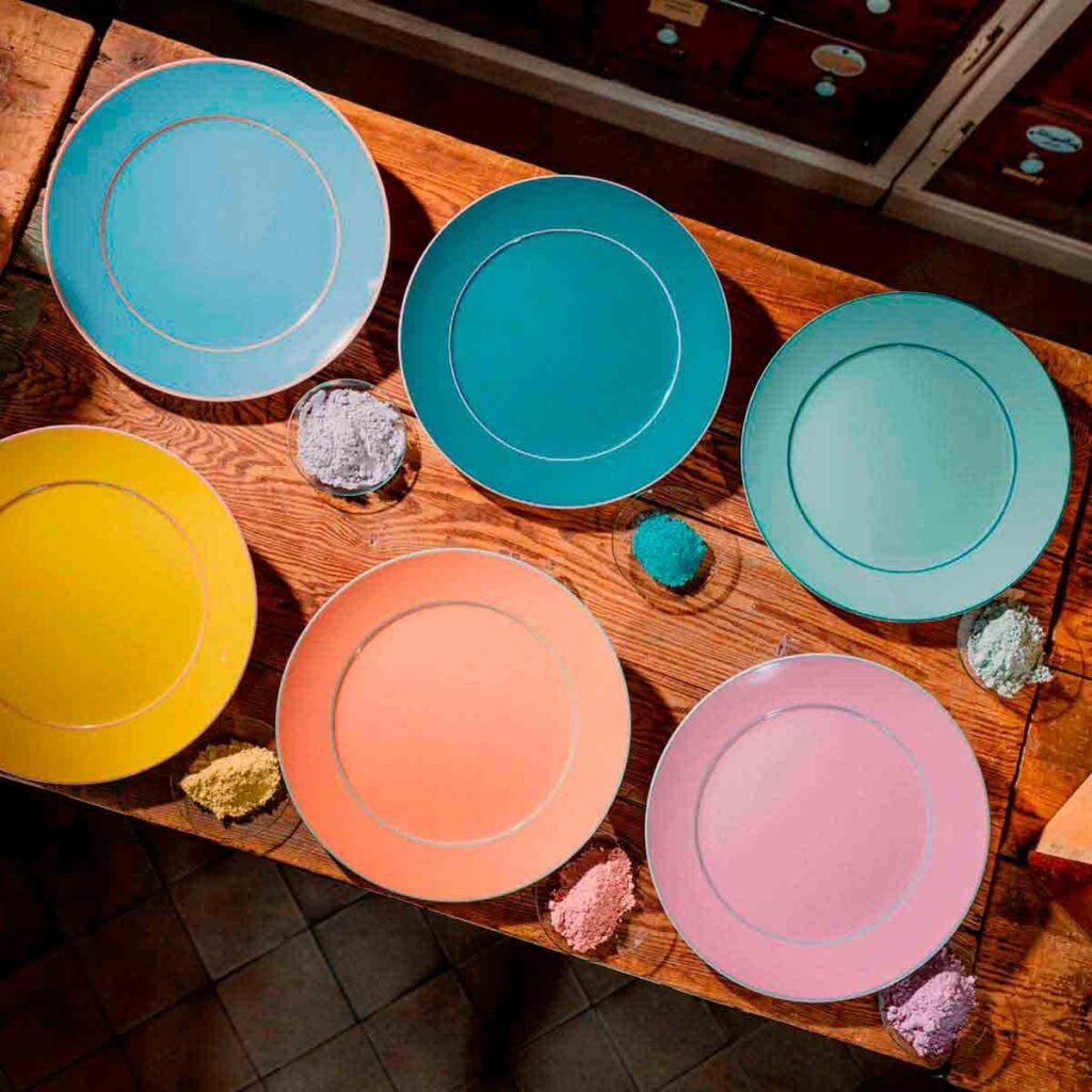 MEISSEN Urban Colors assorted colors dinnerware set on table | Kneen & Co